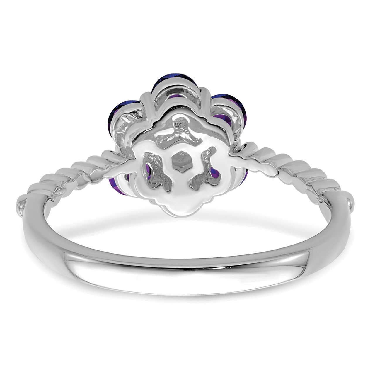 14k White Gold Amethyst and Diamond Floral Ring-5