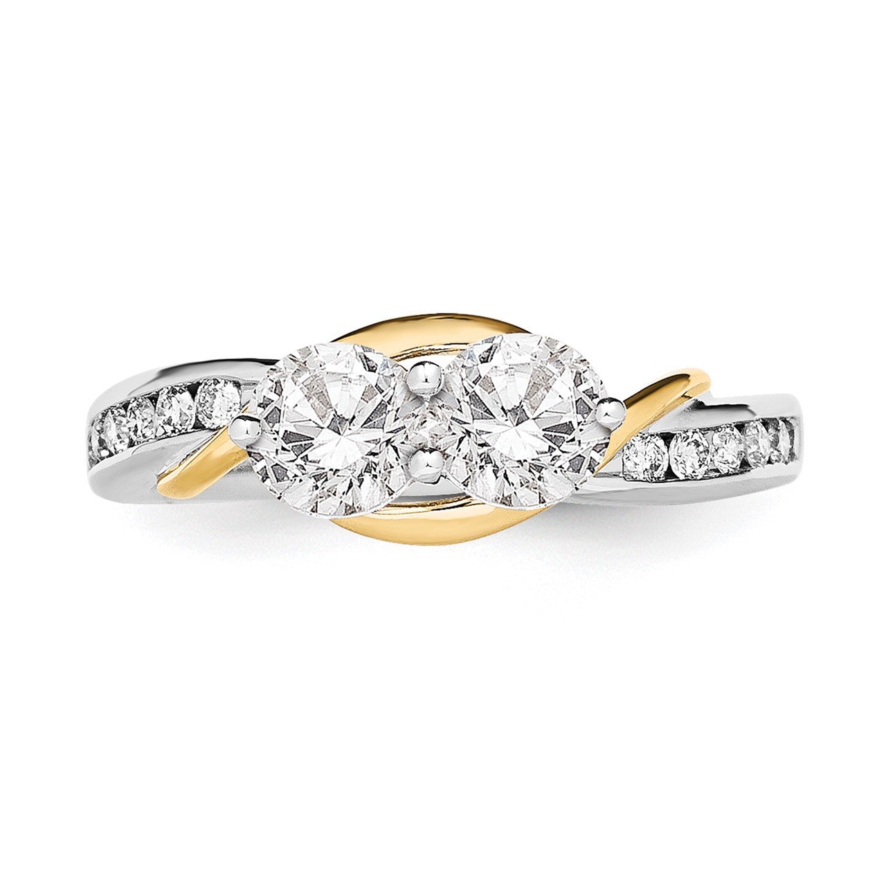 14k White and Yellow Gold Diamond Semi-Mount Ring-4