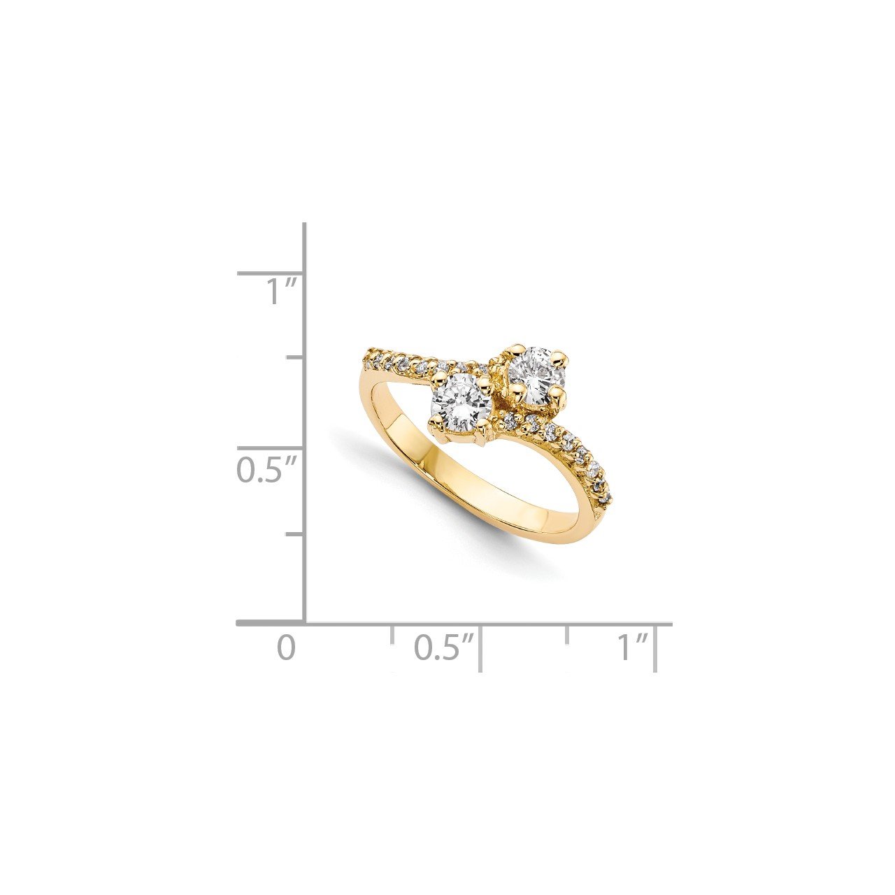 14KY VS Diamond 2-stone Ring Semi-Mount - 3.5 mm center stones-7
