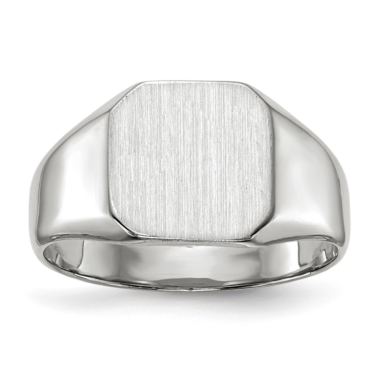 14k White Gold 9.5x10.0mm Closed Back Signet Ring