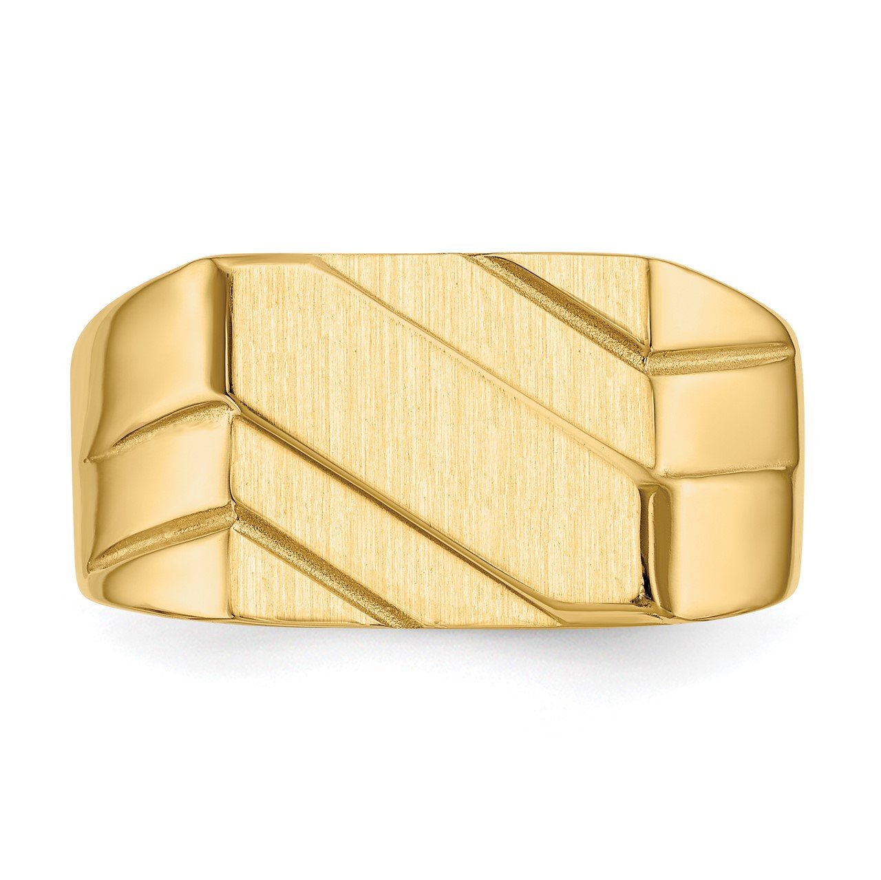 14k 13.0x11.0mm Open Back Diagonal Mens Signet Ring-4