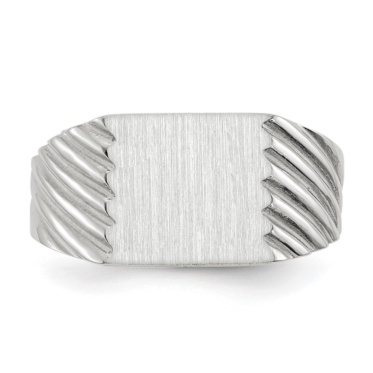 14k White Gold 9.0x10.0mm Closed Back Signet Ring-3