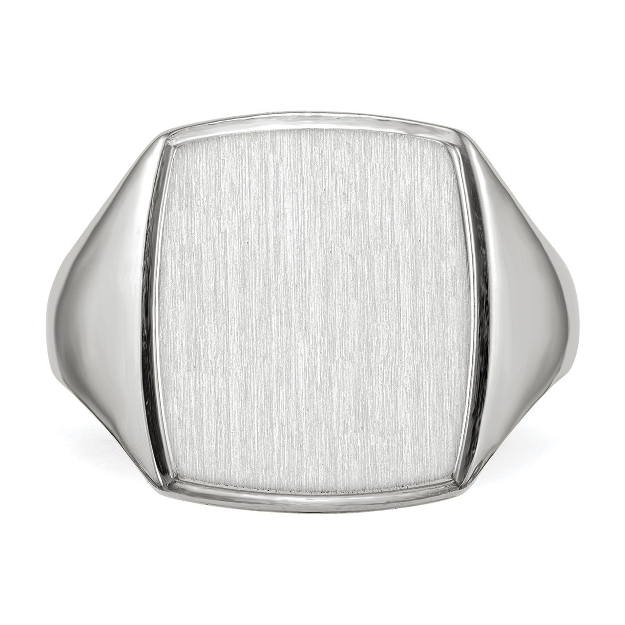 14k White Gold 15.0x13.0mm Closed Back Men's Signet Ring-3