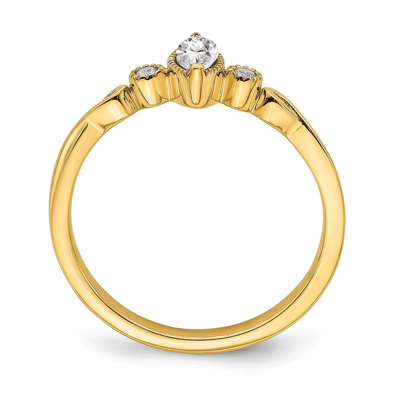 14k Polish Petite Beaded Edge Marquise Complete Dia Ring-1