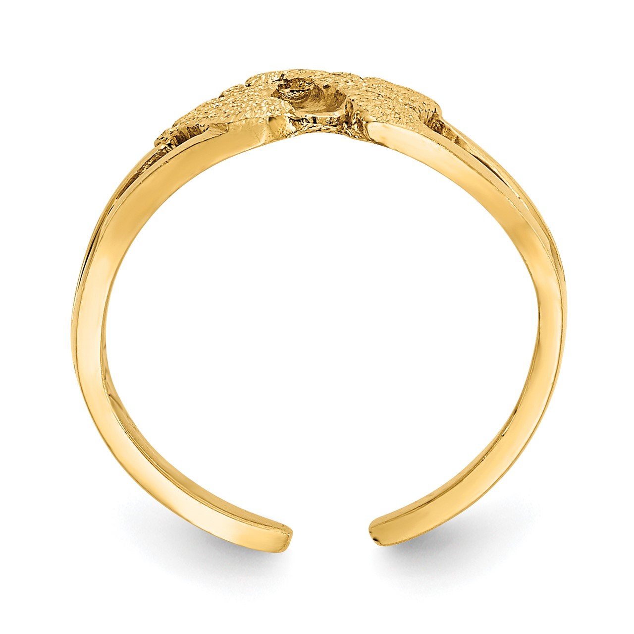 14k Diamond-cut and Sandblasted Foot Print Toe Ring-1