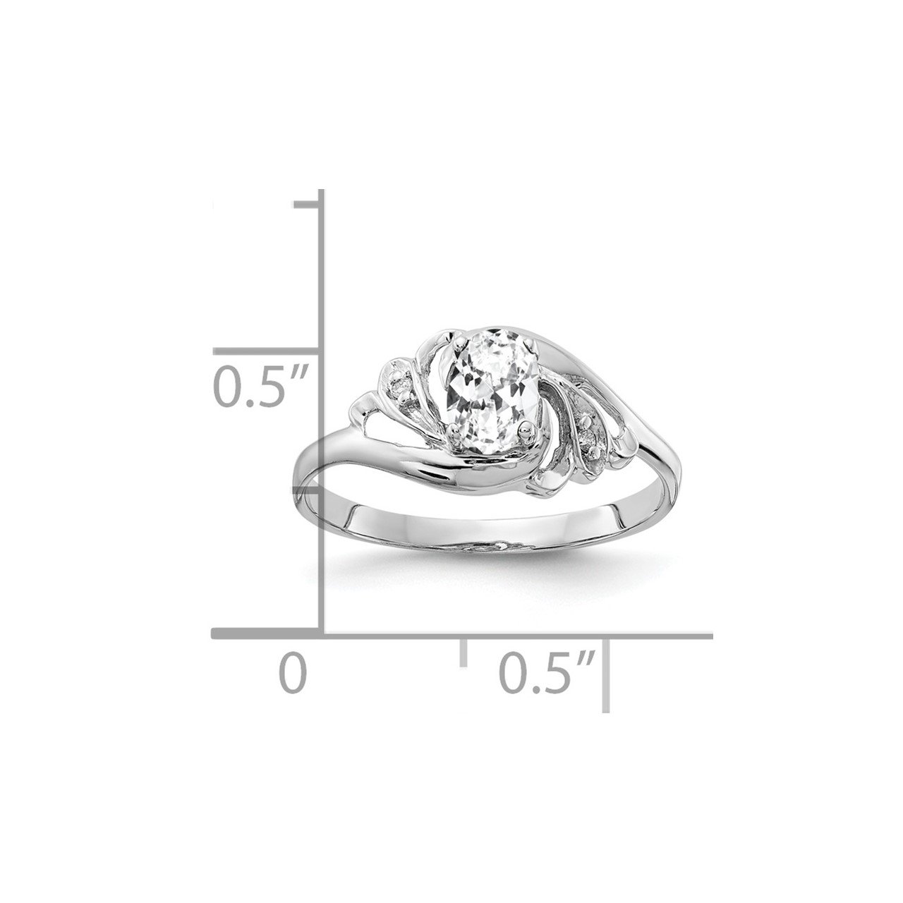 14k White Gold 6x4mm Oval Cubic Zirconia VS Diamond ring-1