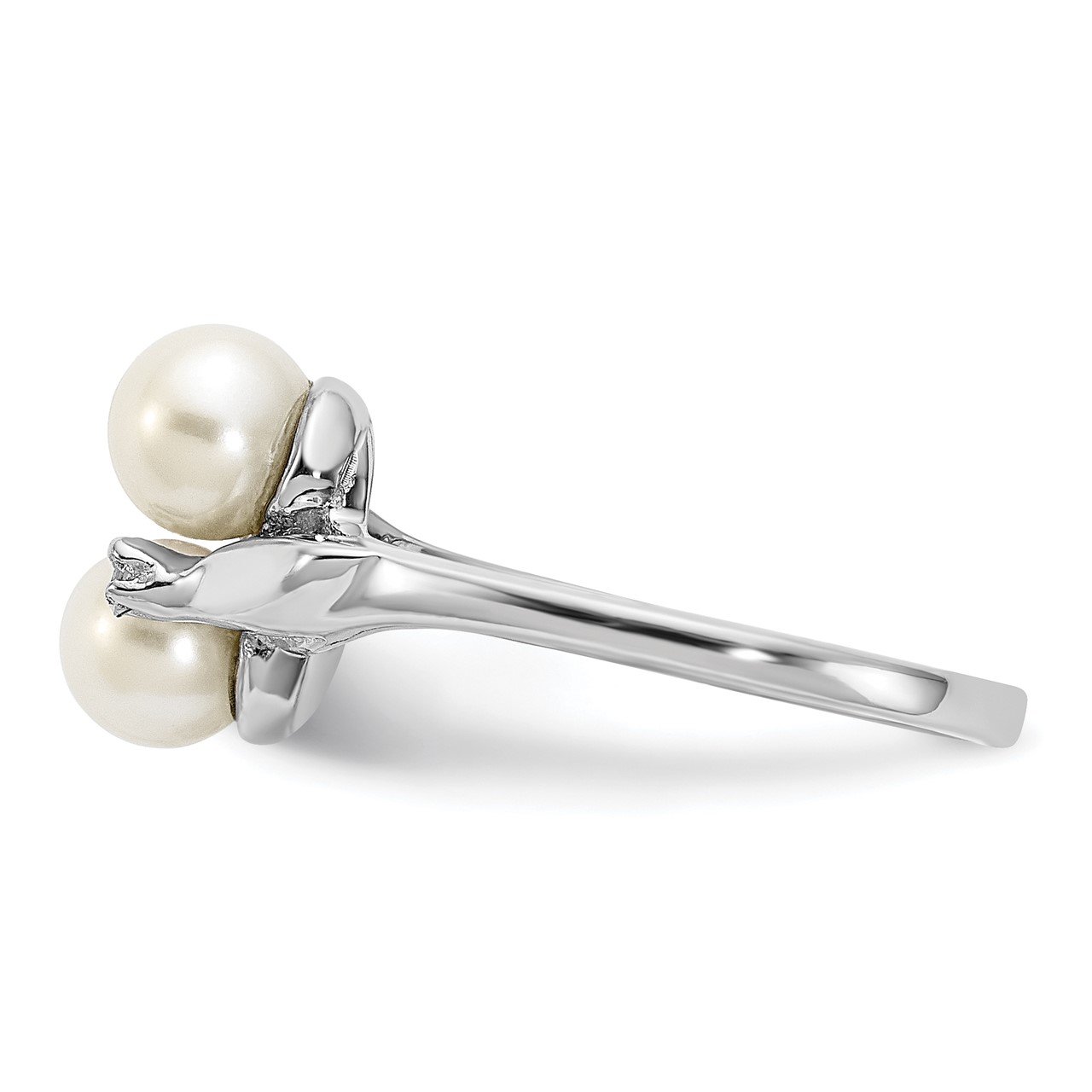 14k White Gold 5mm FW Cultured Pearl VS Diamond ring-3