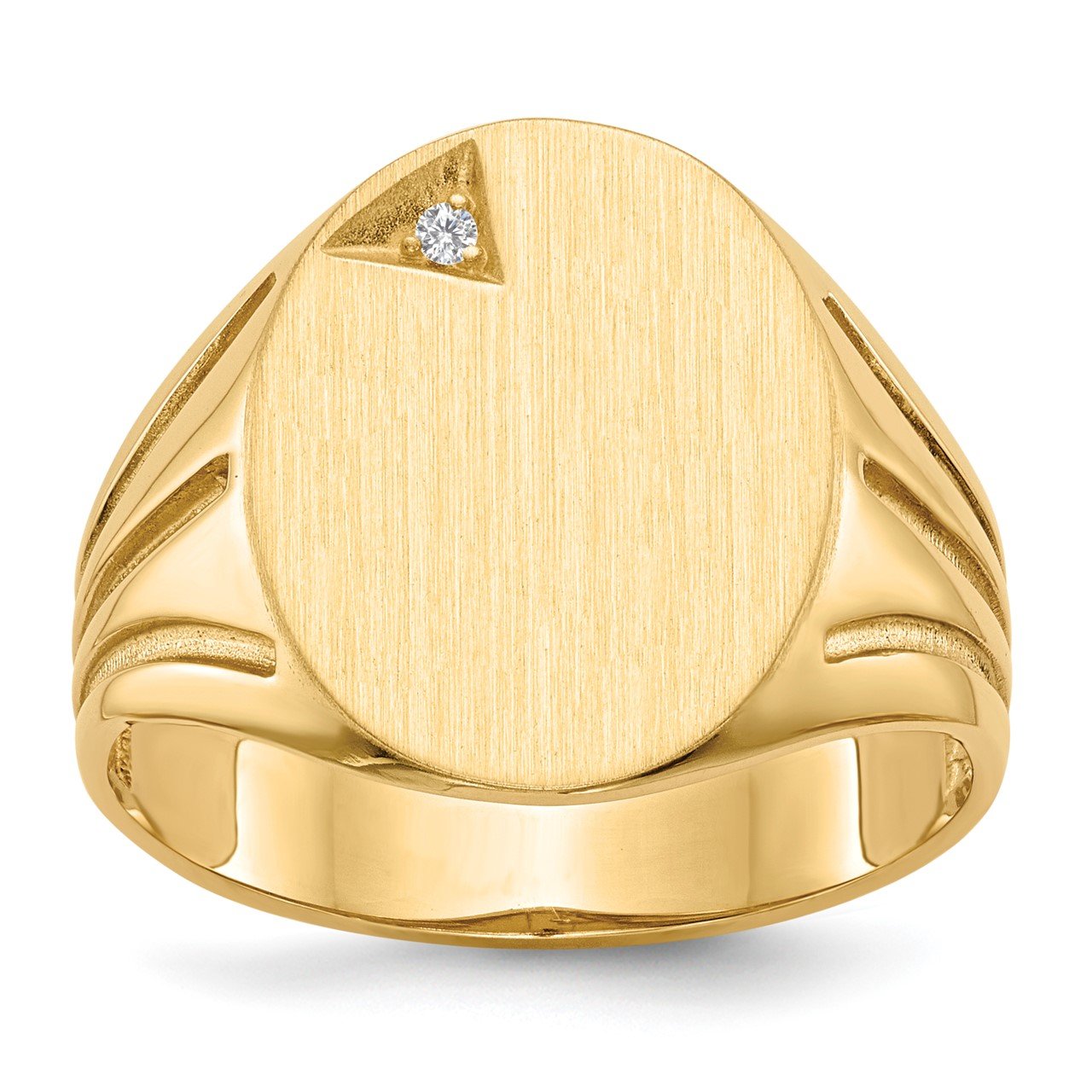 14k 16.0x14.0mm Open Back A Diamond Men's Signet Ring
