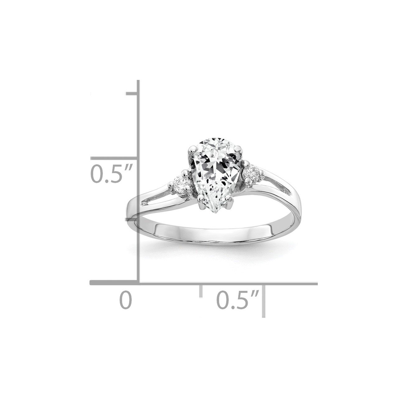 14k White Gold 7x5mm Pear Cubic Zirconia VS Diamond ring-1
