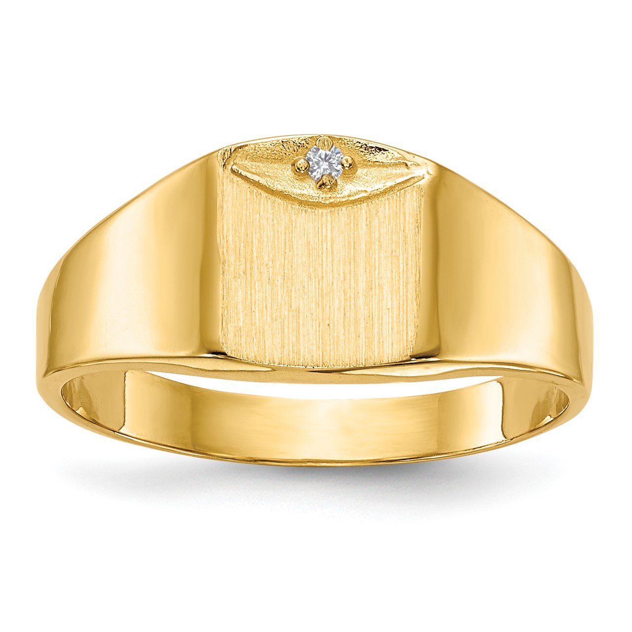 14k 8.0x7.0mm Closed Back VS Diamond Signet Ring