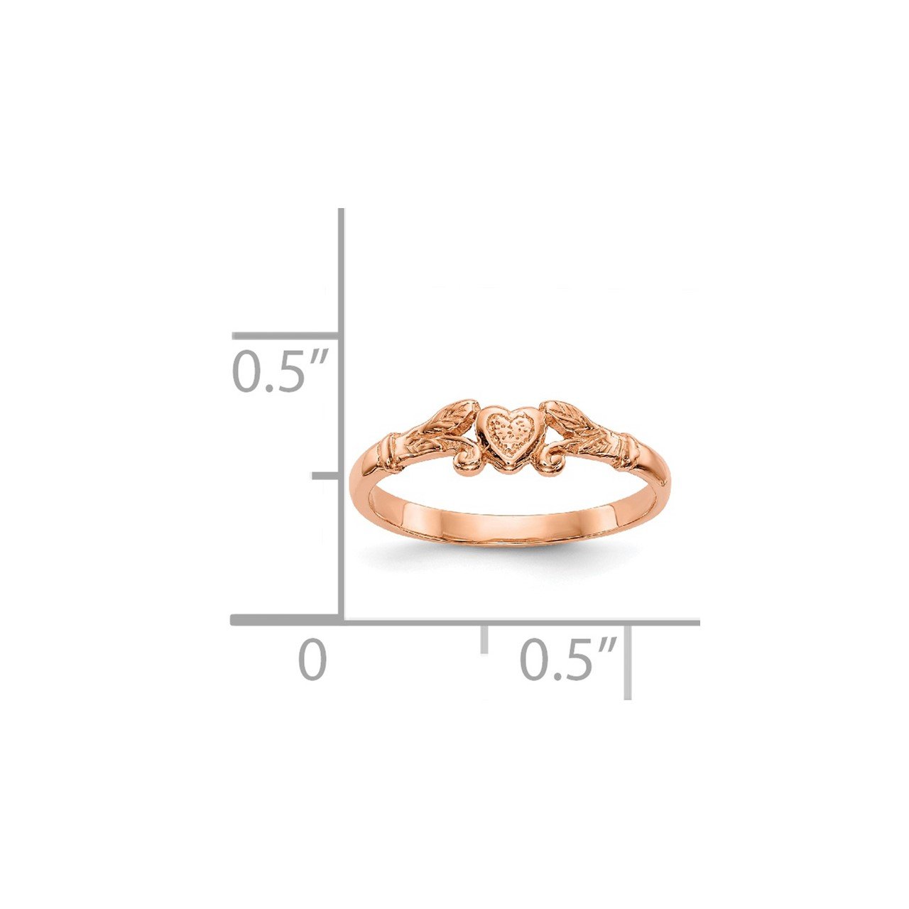 14K Rose Gold Textured Mini Heart Baby Ring-2