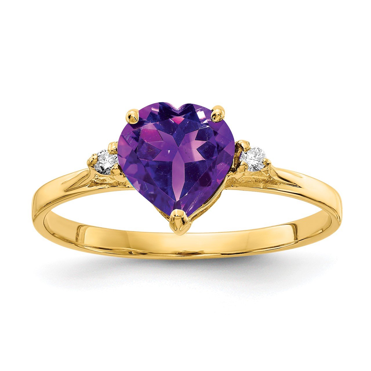 14k 7mm Heart Amethyst AAA Diamond ring