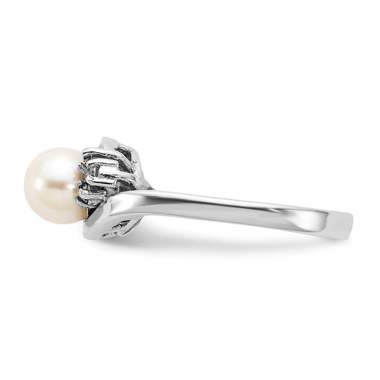 14k 6mm FW Cultured Pearl VS Diamond ring-2