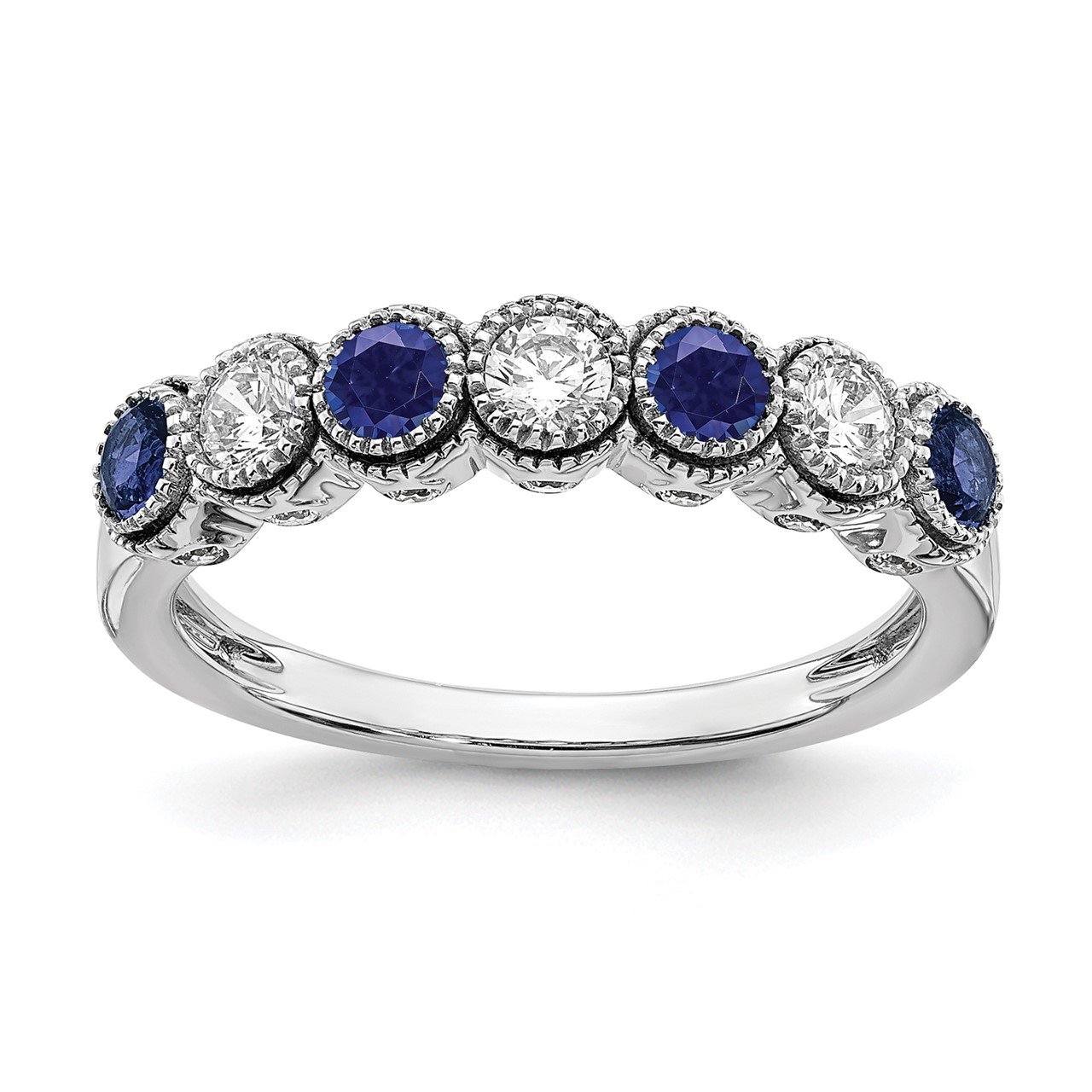 14kw Lab Grown Diamond and Created Blue Sapphire Ring | The Gold Store