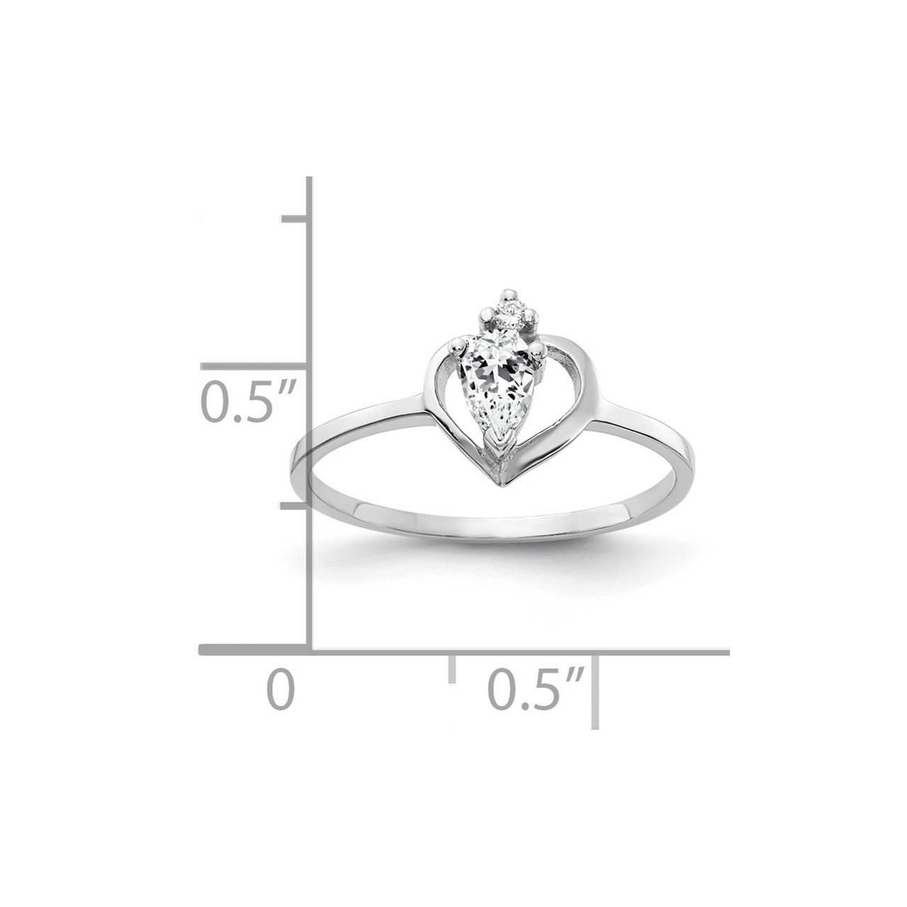 14k White Gold 5x3mm Pear Cubic Zirconia AA Diamond ring-1