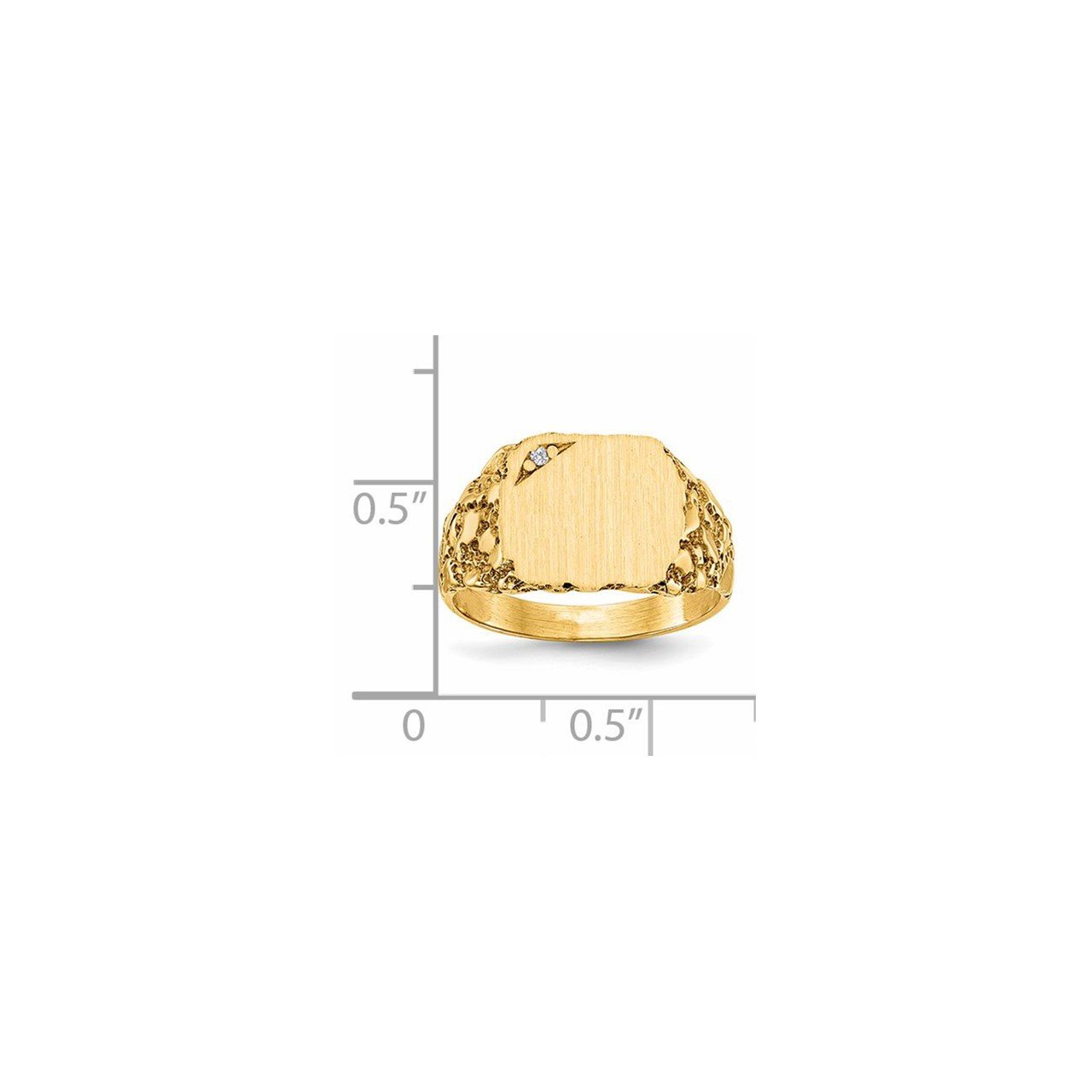 14k 10.0x11.5mm AA Diamond Closed Back Signet Ring-4