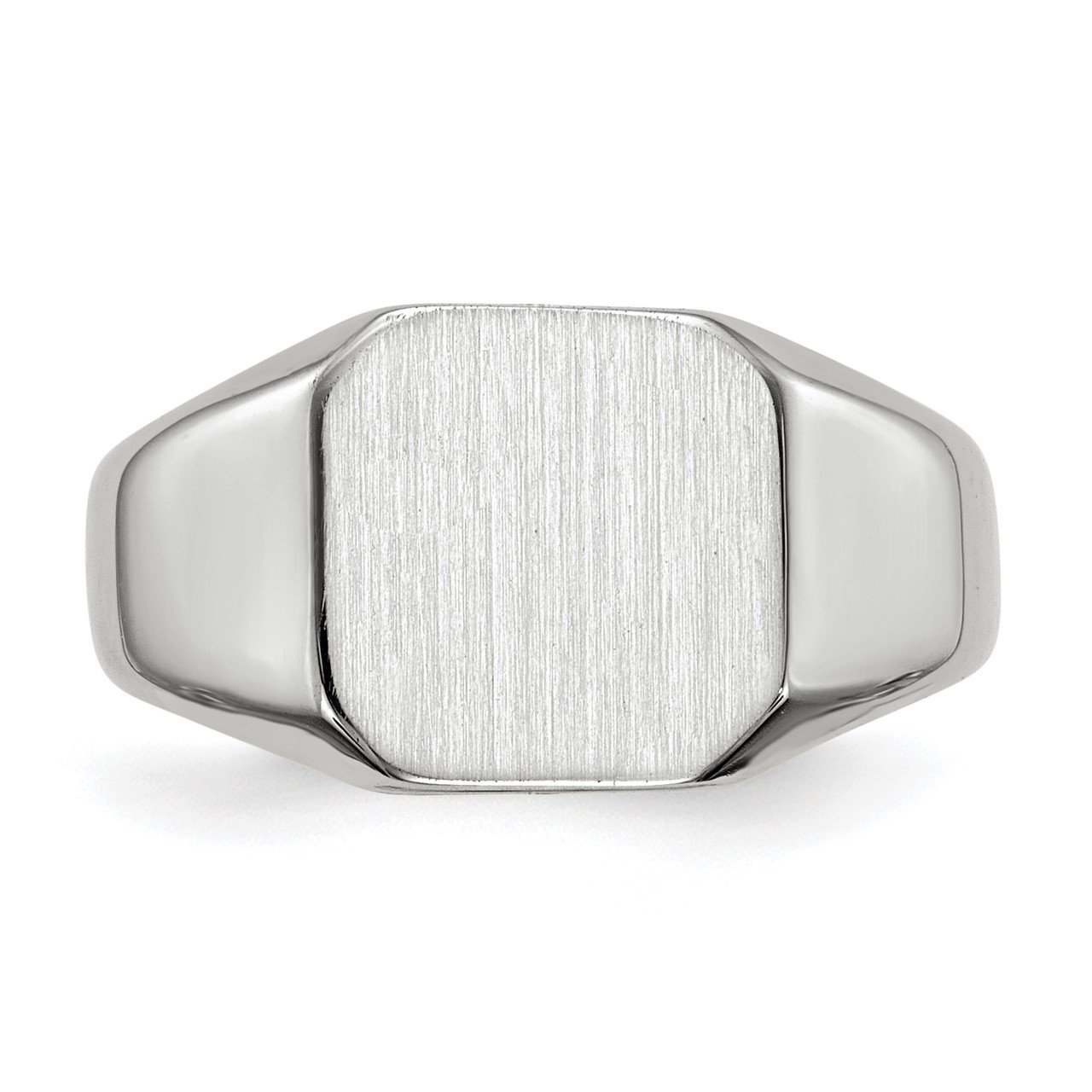 14k White Gold 9.5x10.0mm Closed Back Signet Ring-3