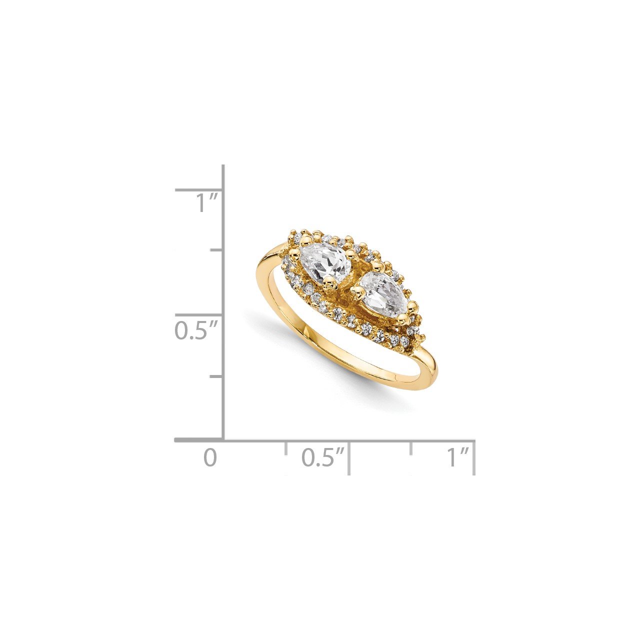 14KY AAA Diamond 2-stone Ring Semi-Mount - 6x4 mm center stones-6