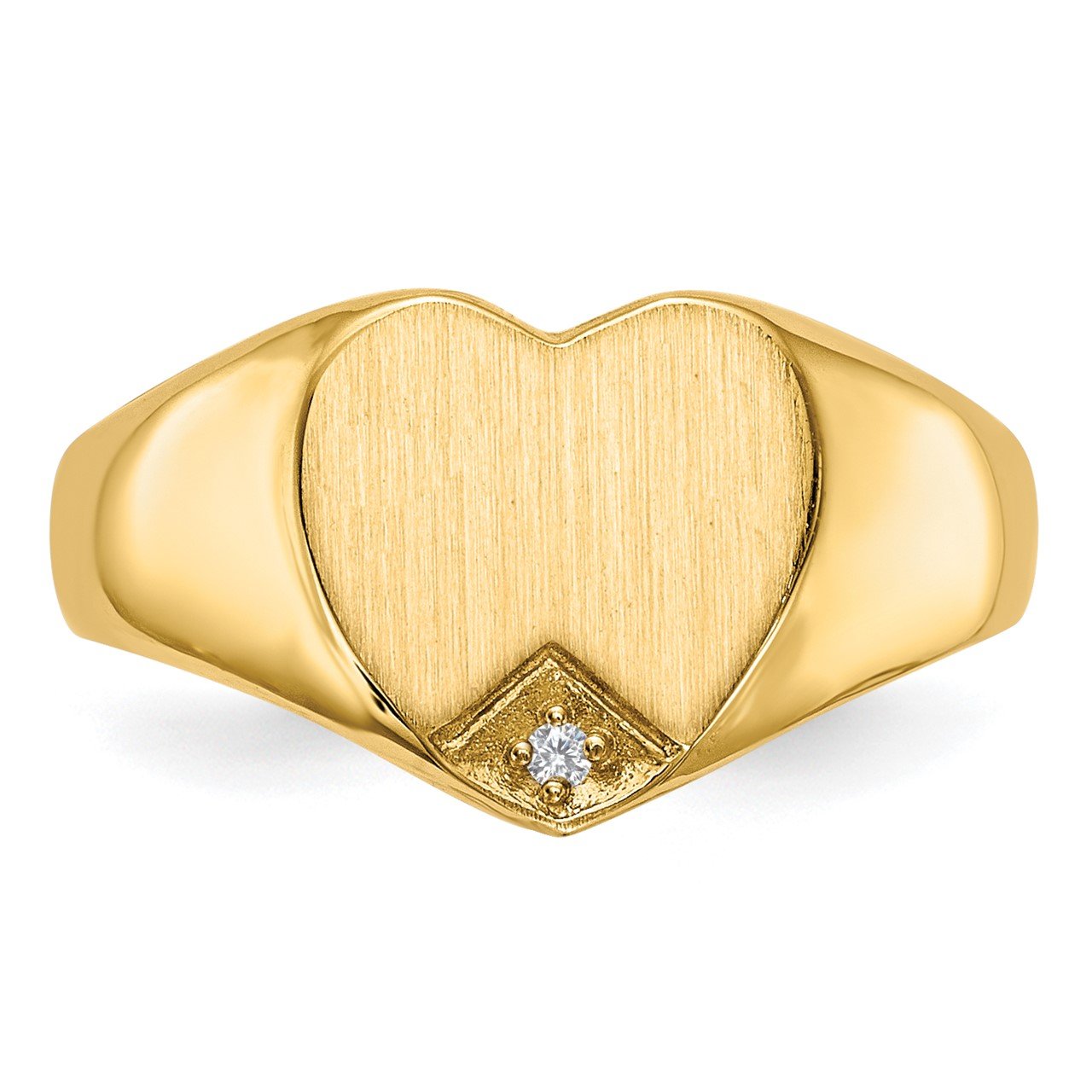 14k .005ct. Diamond Closed Back 9.0x9.0mm Heart Signet Ring-3