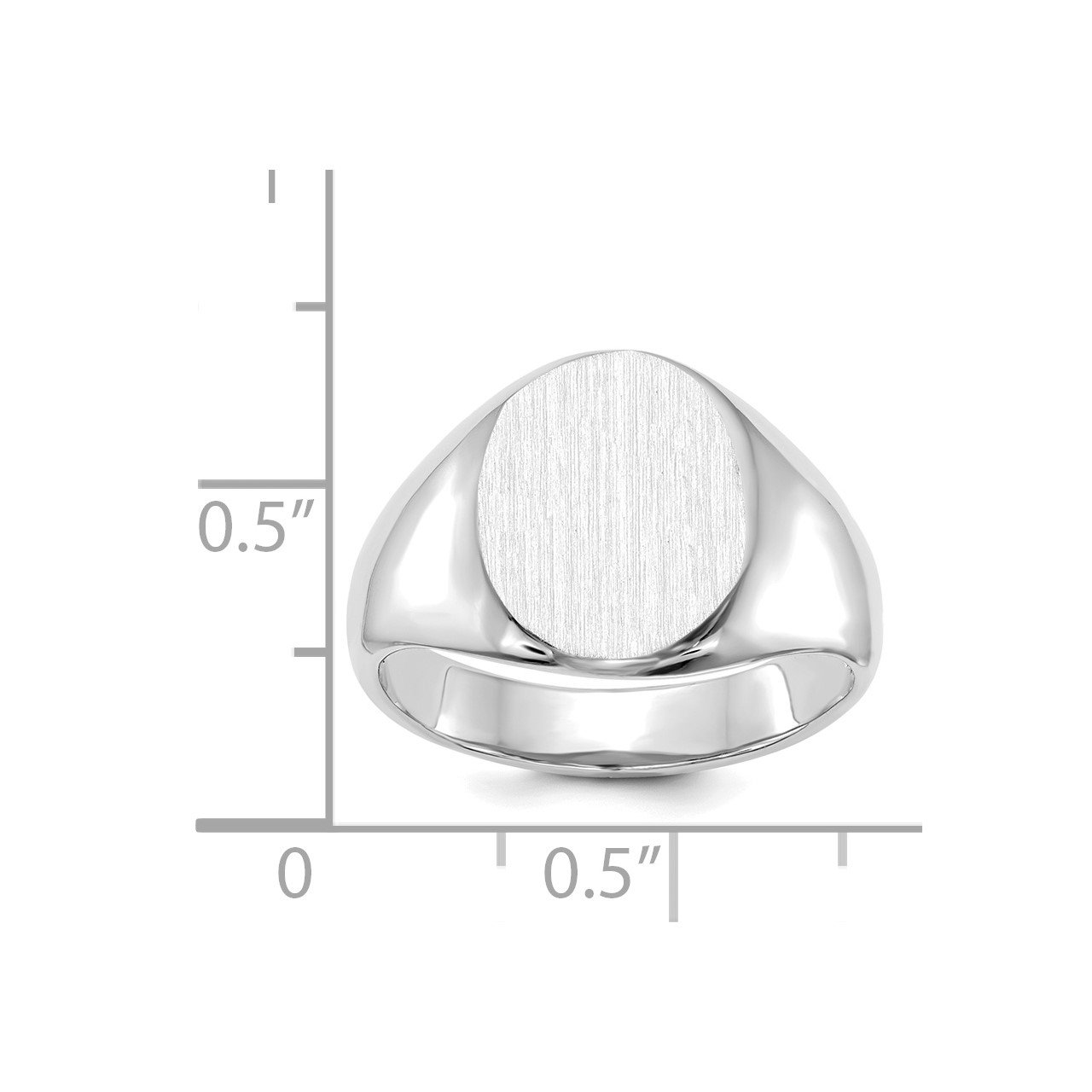 14k White Gold 13.0x11.0mm Open Back Signet Ring-2
