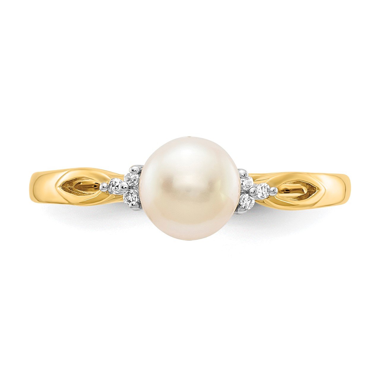 14k FW Cultured Pearl and Diamond Ring-4