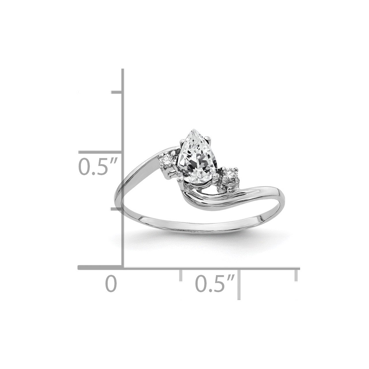 14k White Gold 6x4mm Pear Cubic Zirconia AAA Diamond ring-1