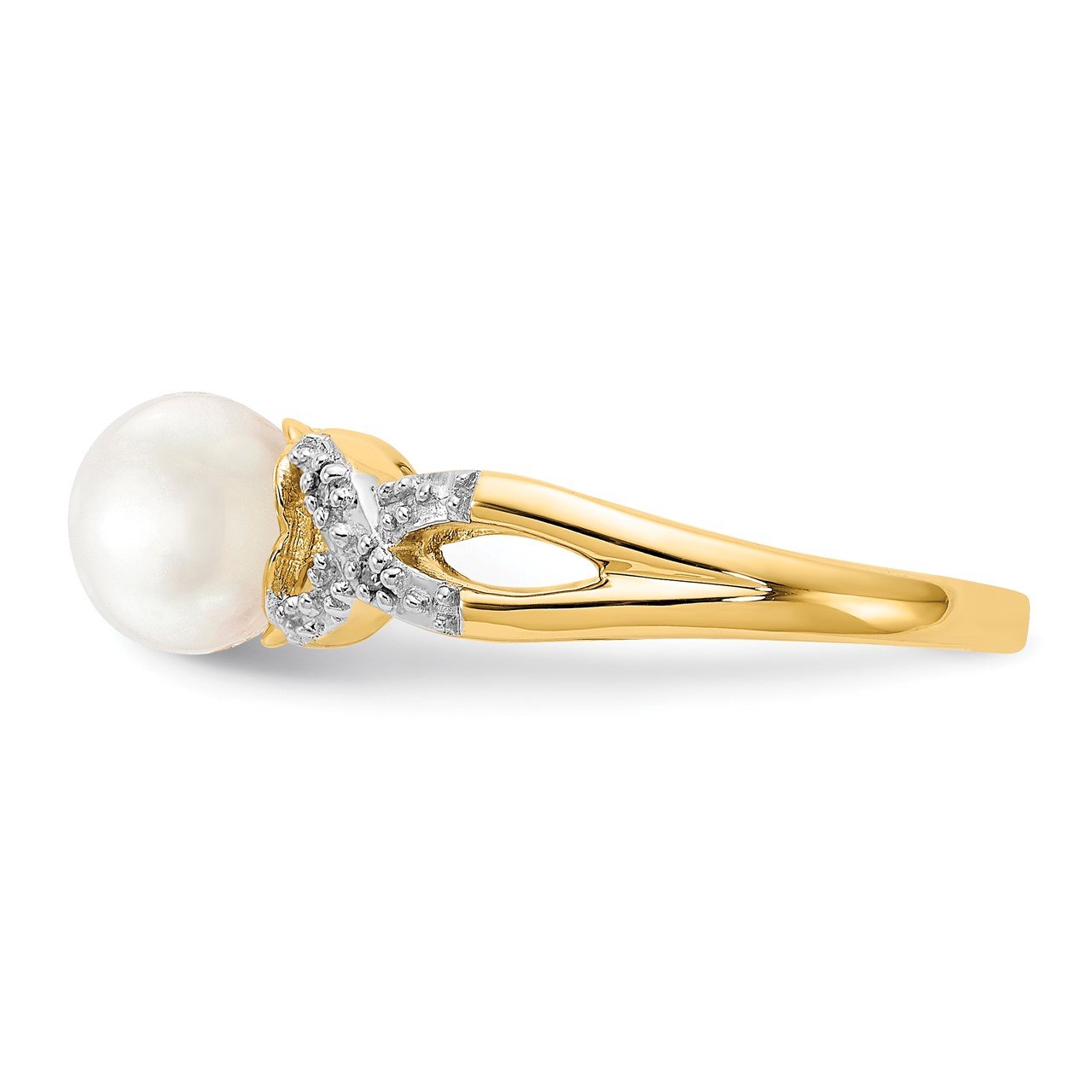 14k Diamond and FW Cultured Pearl Ring-3