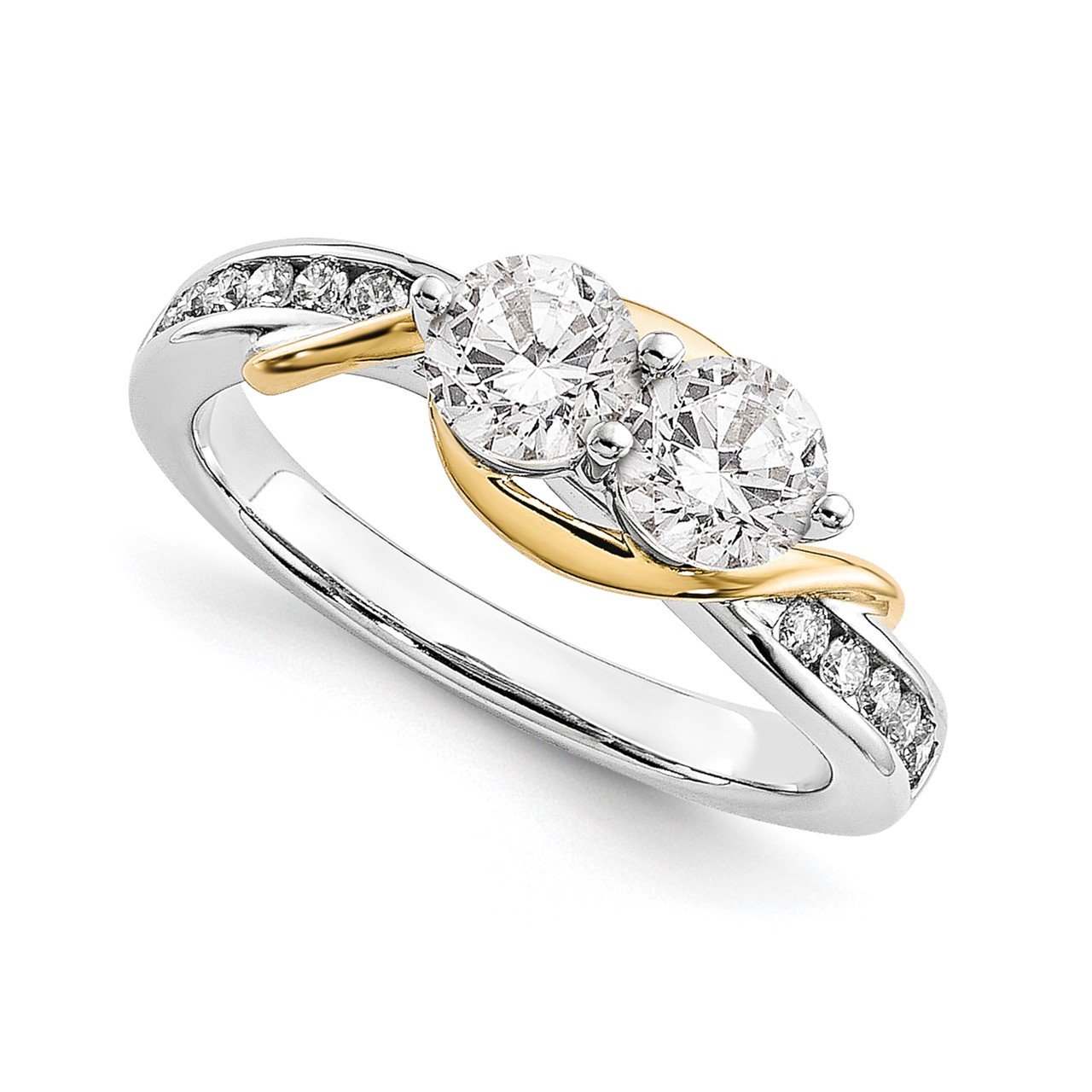 14k White and Yellow Gold Diamond Semi-Mount Ring