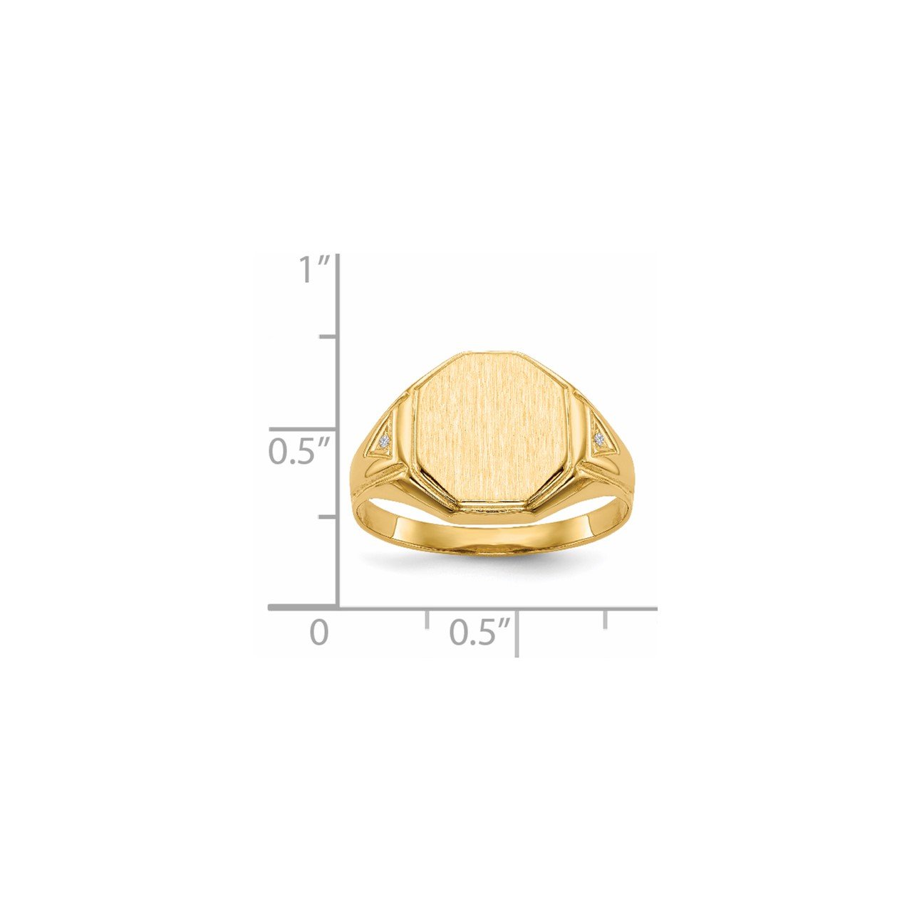14k 12.5x11.5mm Open Back AA Diamond Men's Signet Ring-4