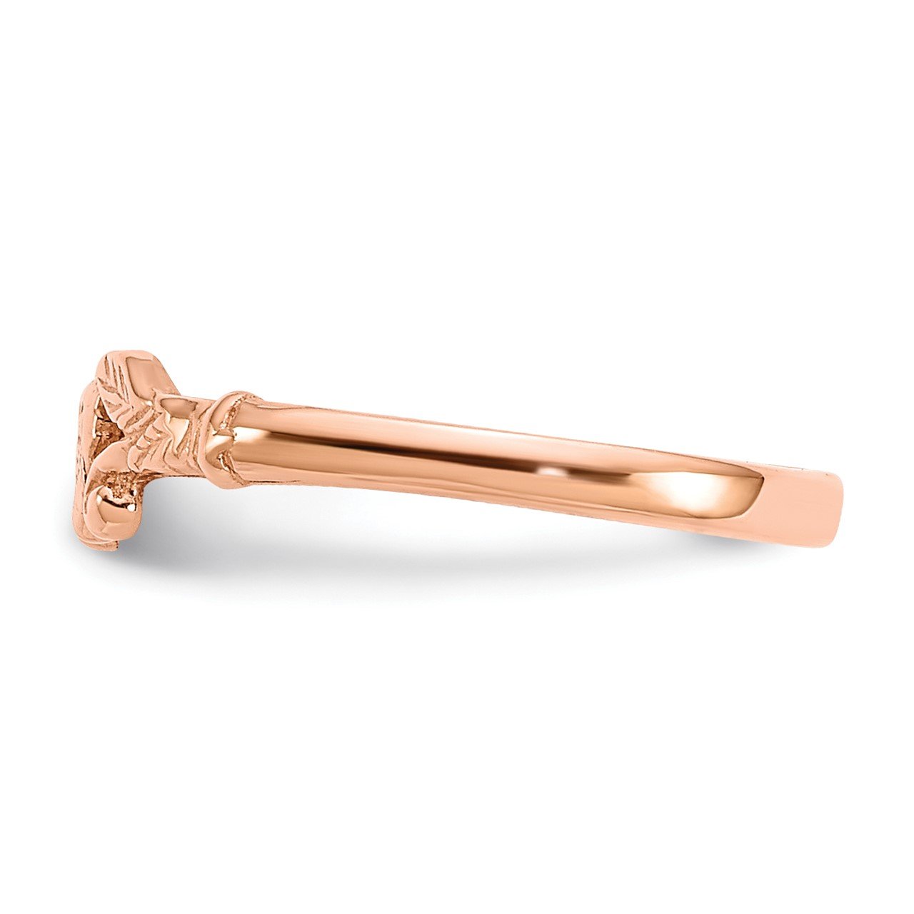 14K Rose Gold Textured Mini Heart Baby Ring-3