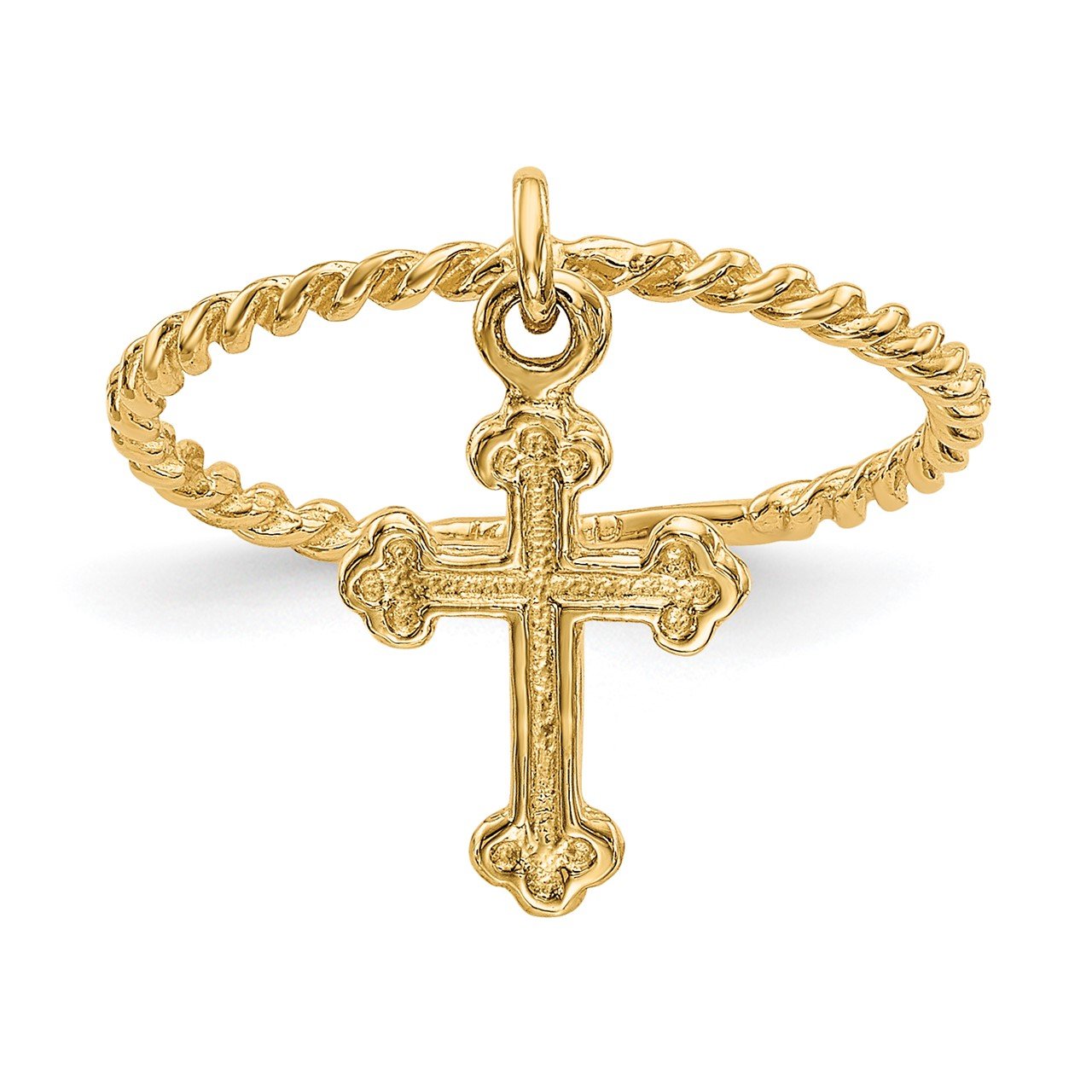 14k Cross Dangle Twisted Band Child's Ring