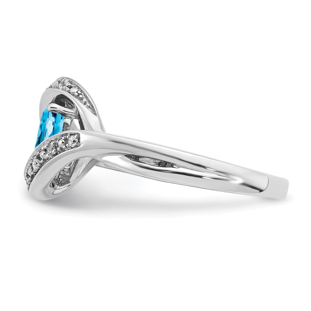 14k White Gold Oval Blue Topaz and Diamond Ring-2