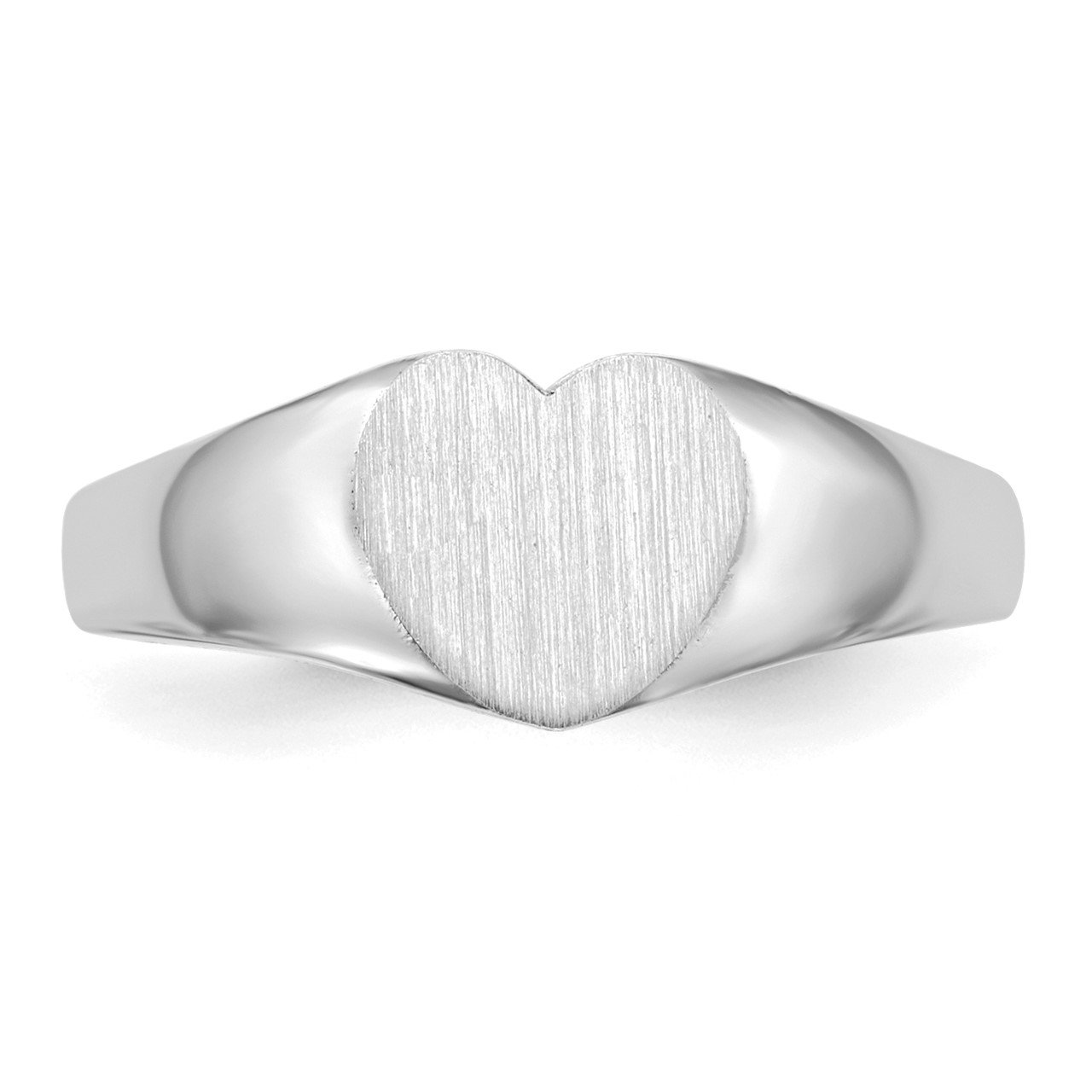 14k White Gold 7.0x9.5mm Closed Back Heart Signet Ring-3
