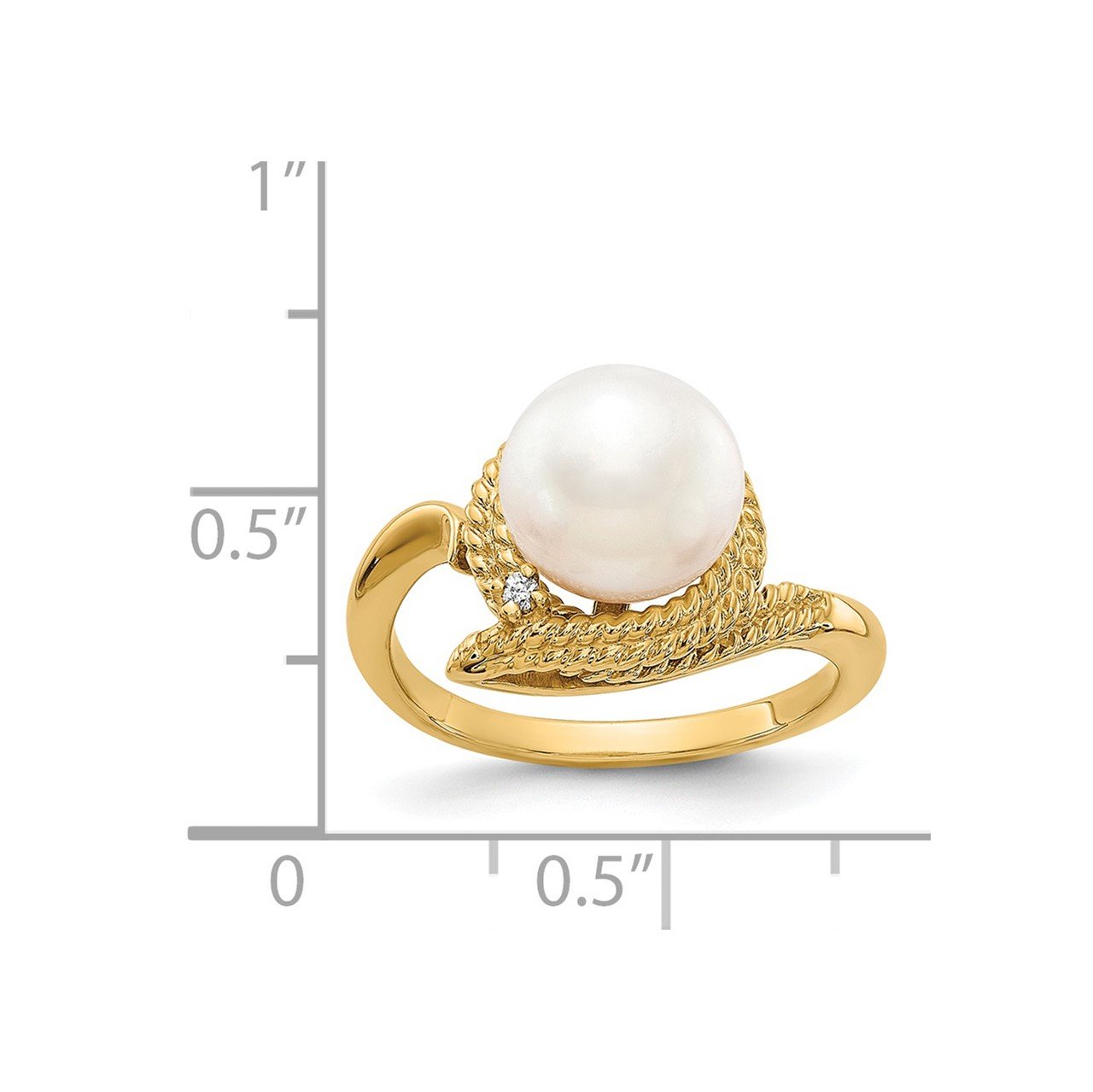14k 8.5mm FW Cultured Pearl AA Diamond ring-4
