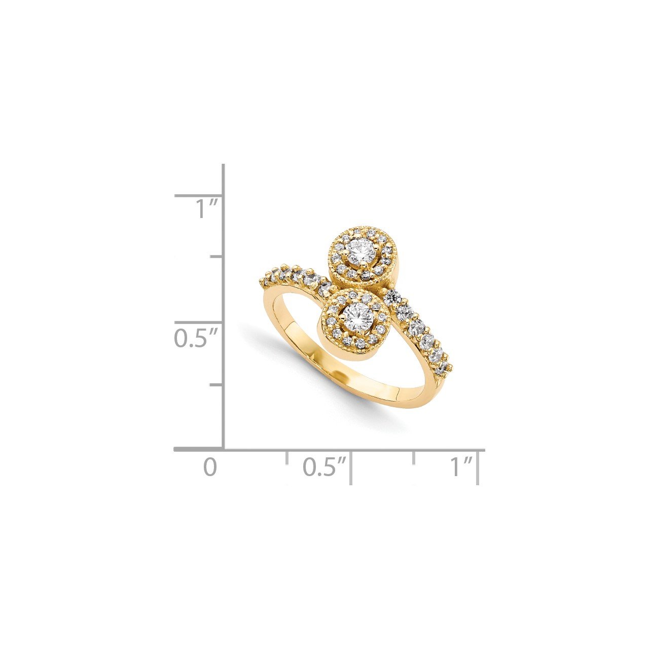 14KY VS Diamond 2-stone Ring Semi-Mount - 3 mm center stones-6
