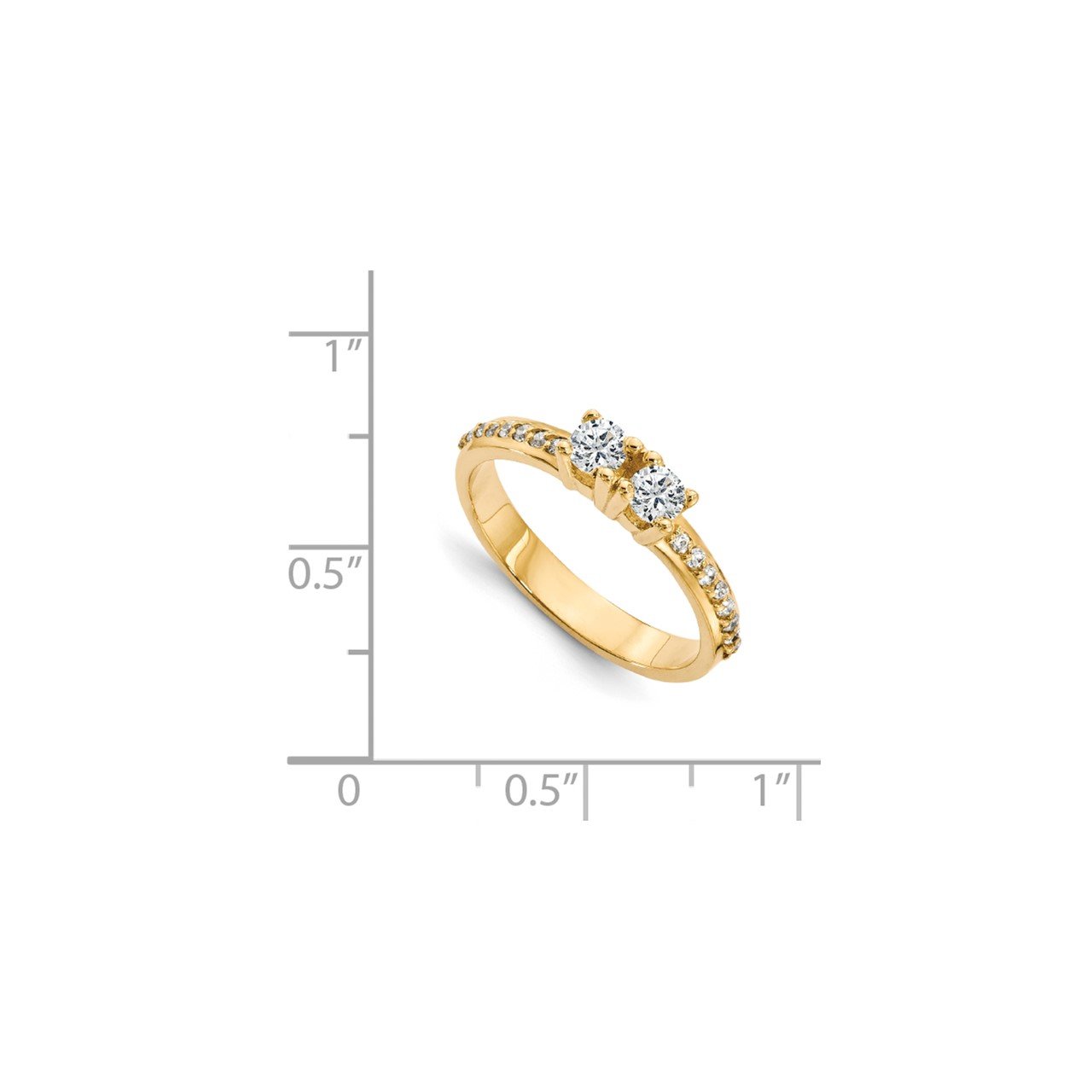 14ky AAA Diamond 2-stone Ring Semi-Mount - 3.1 mm center stones-6