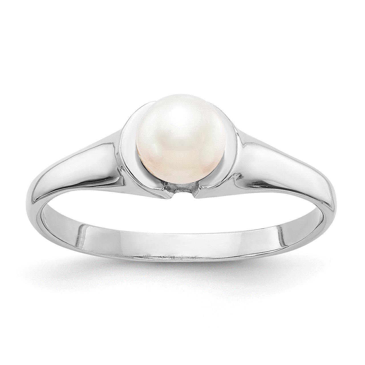 14k White Gold 5mm FW Cultured Pearl Ring-0