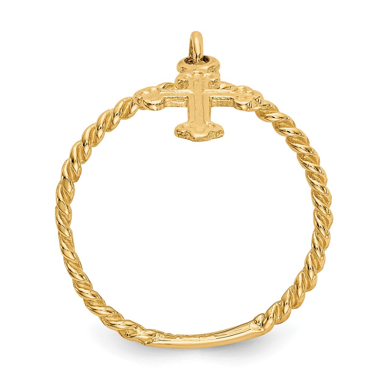 14k Cross Dangle Twisted Band Child's Ring-1