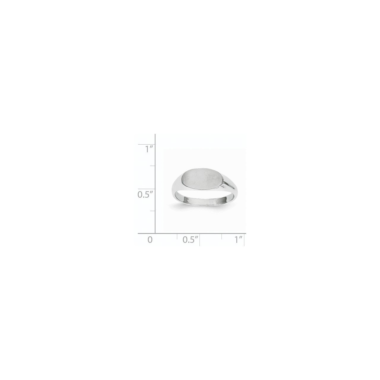 14k White Gold 6.5x12.0mm Closed Back Signet Ring-4