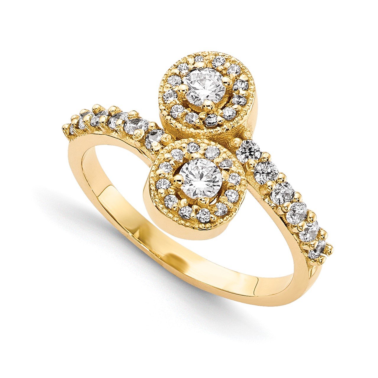 14KY A Diamond 2-stone Ring Semi-Mount - 2.3 mm center stones