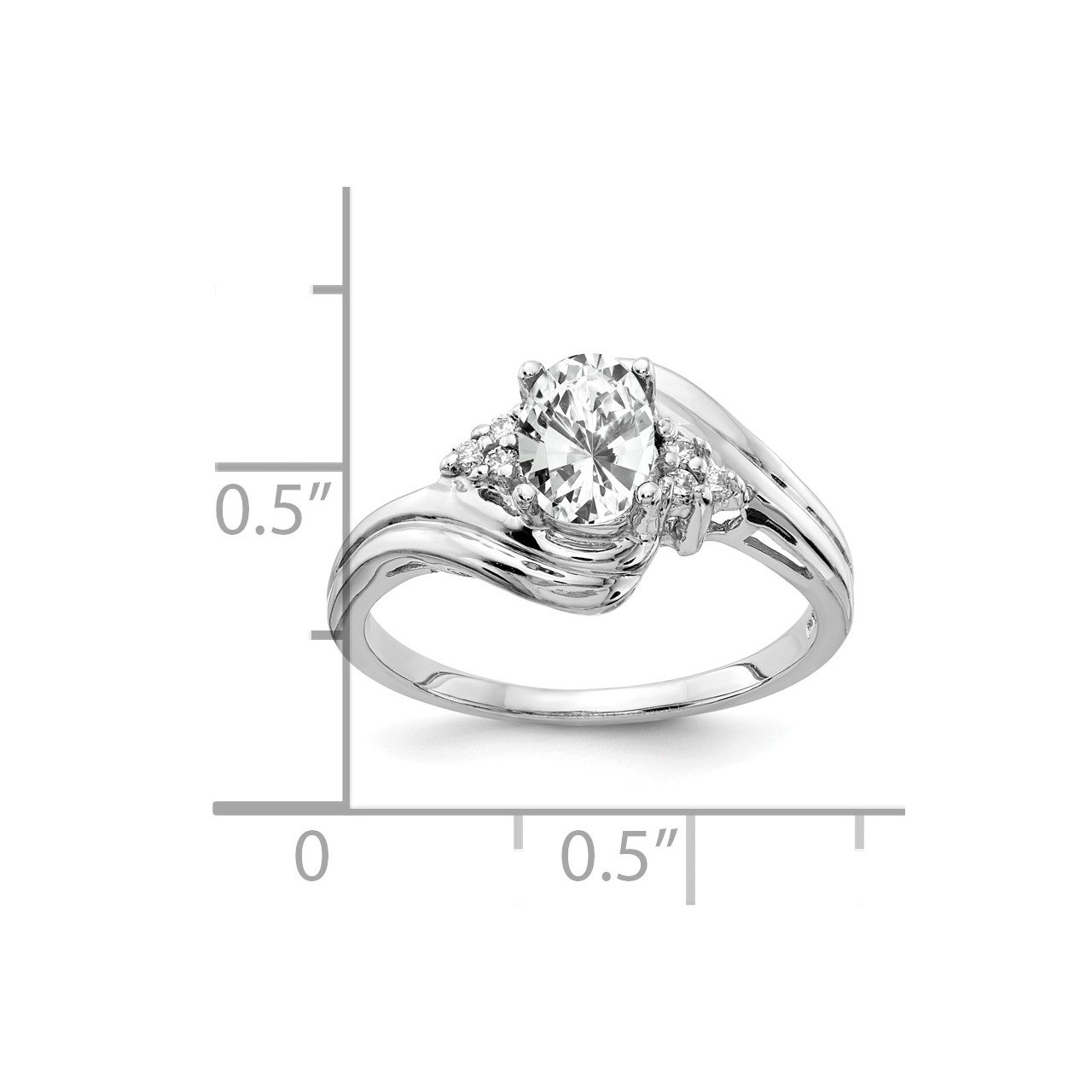 14k White Gold 7x5mm Oval Cubic Zirconia VS Diamond Ring-1