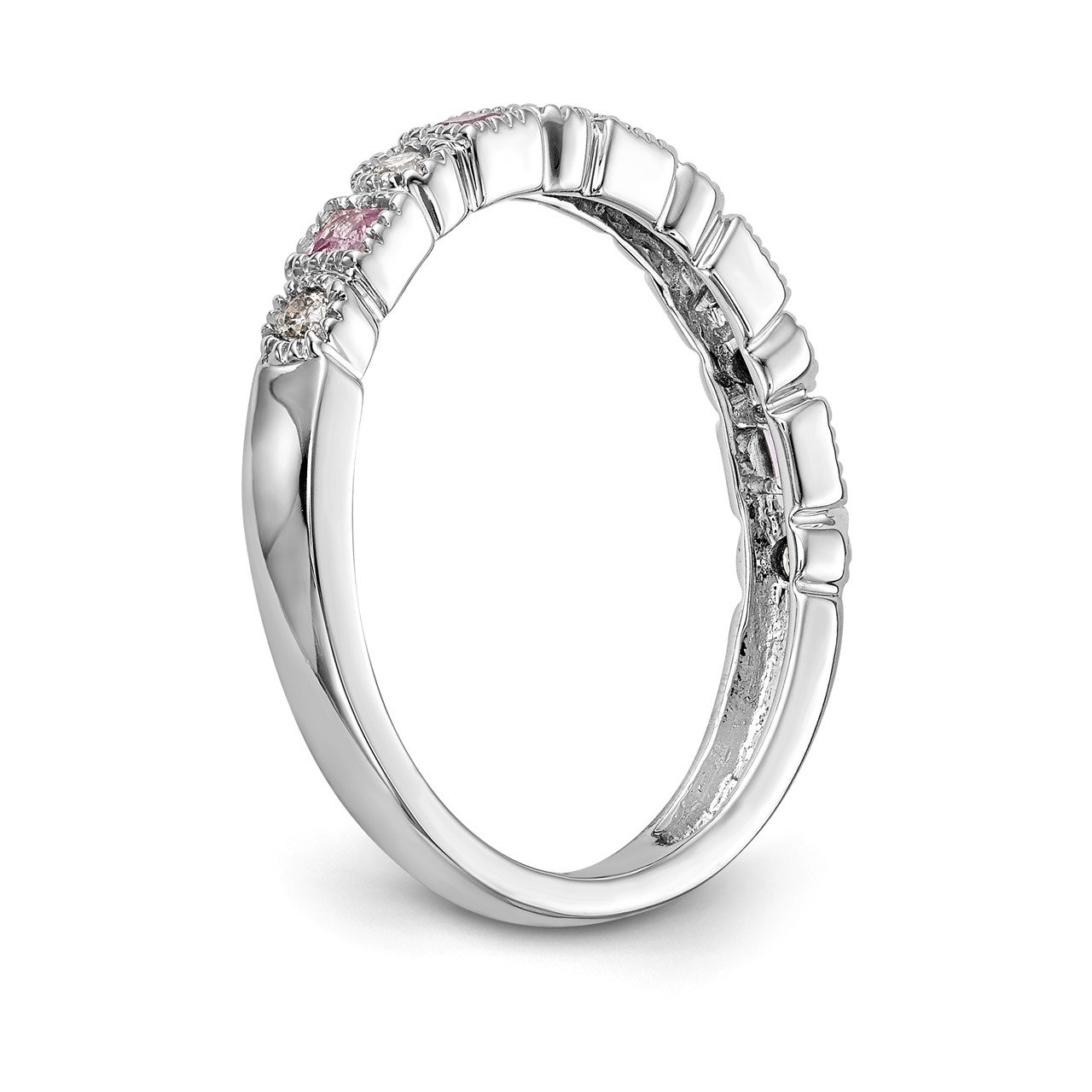 14k White Gold Diamond with Pink Sapphire Band-5