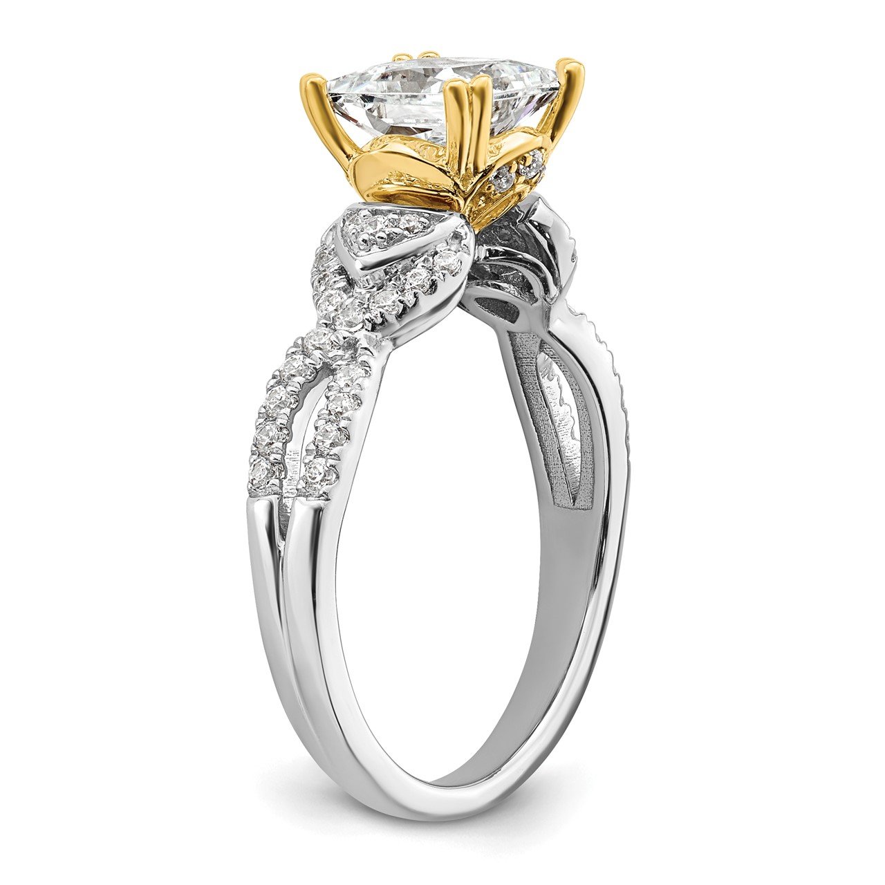 14k Two-tone Polish 1 1/2ct Princess Semi-Mount Engage Dia Ring-5
