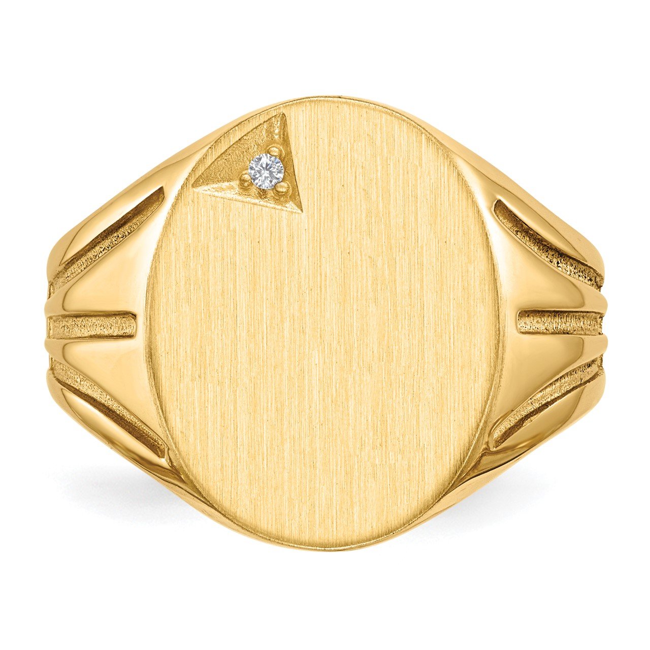 14k 16.0x14.0mm Open Back A Diamond Men's Signet Ring-2