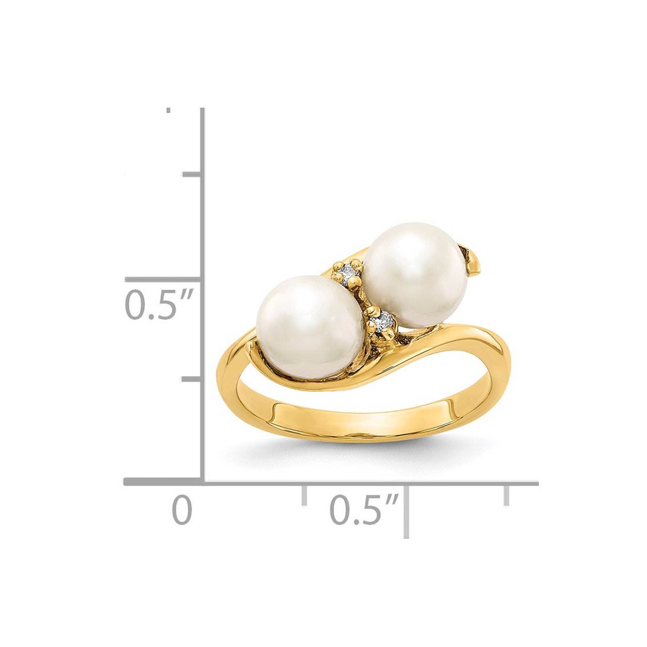 14k 6mm Black FW Cultured Pearl AA Diamond ring-1