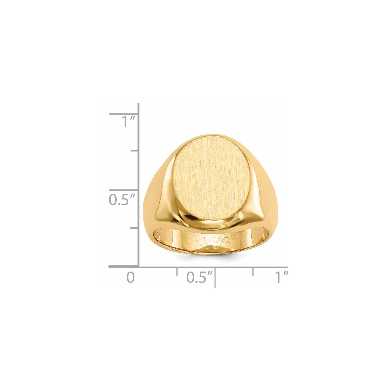 14k 16.5x13.5mm Closed Back Men's Signet Ring-4