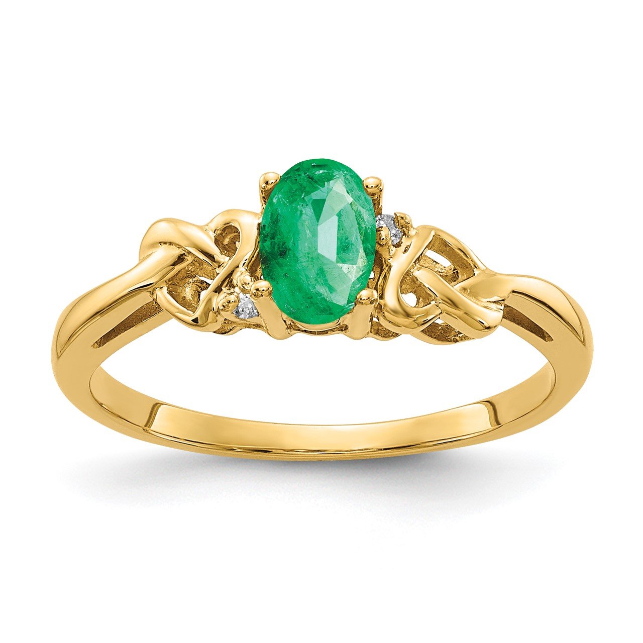 14k 6x4mm Oval Emerald AA Diamond ring | The Gold Store