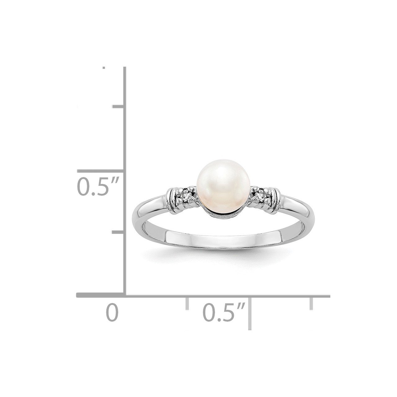 14k White Gold 5mm FW Cultured Pearl AA Diamond ring-4