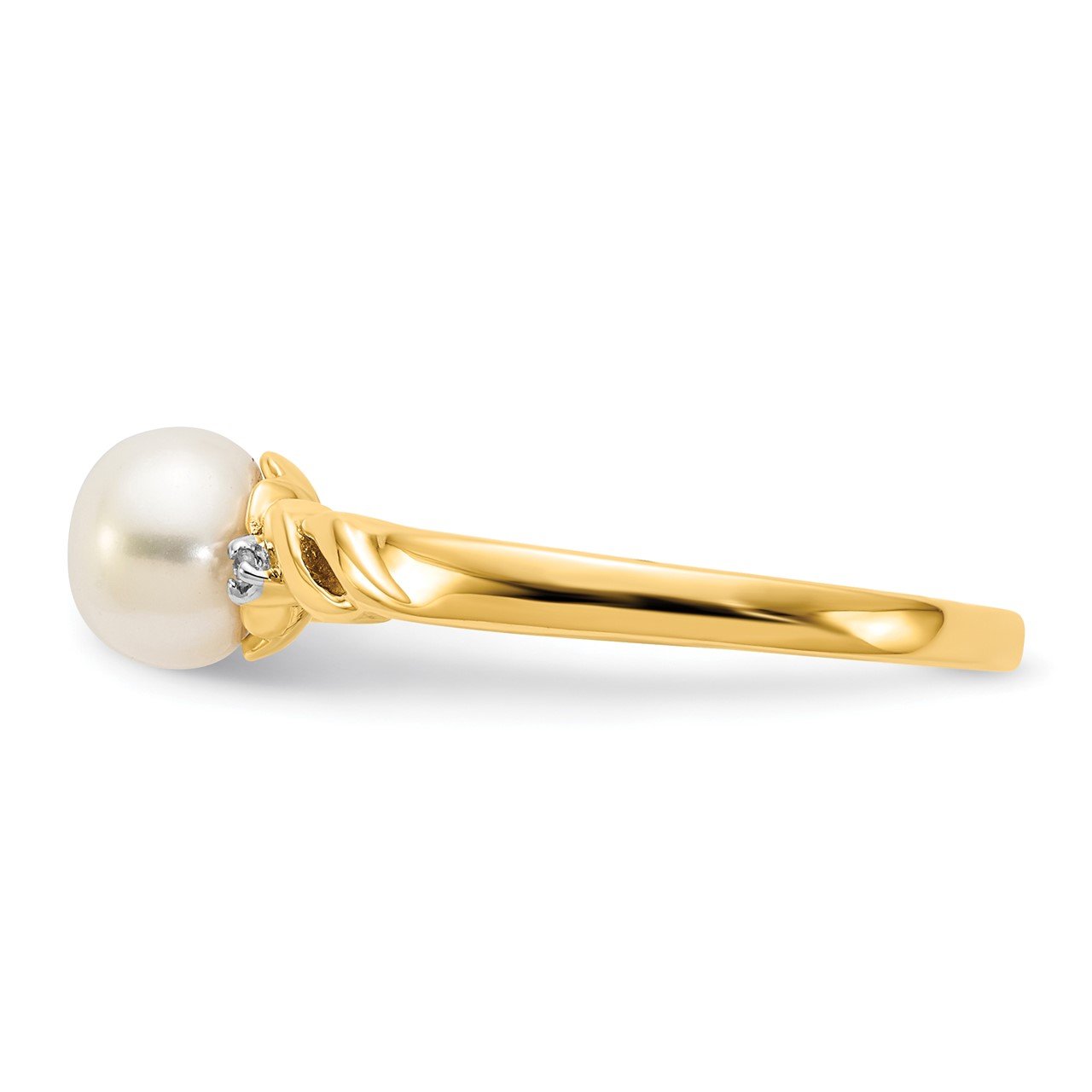 14k FW Cultured Pearl and Diamond Twist Ring-3