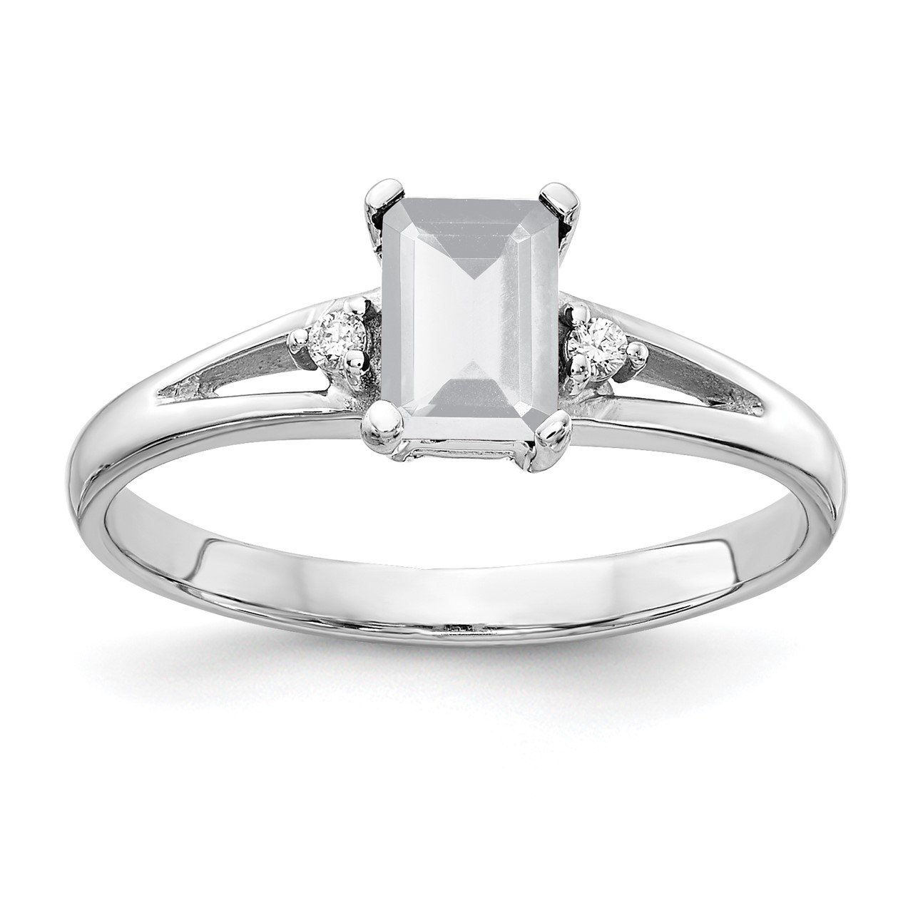 14k White Gold 6x4mm Emerald Cut Cubic Zirconia VS Diamond ring